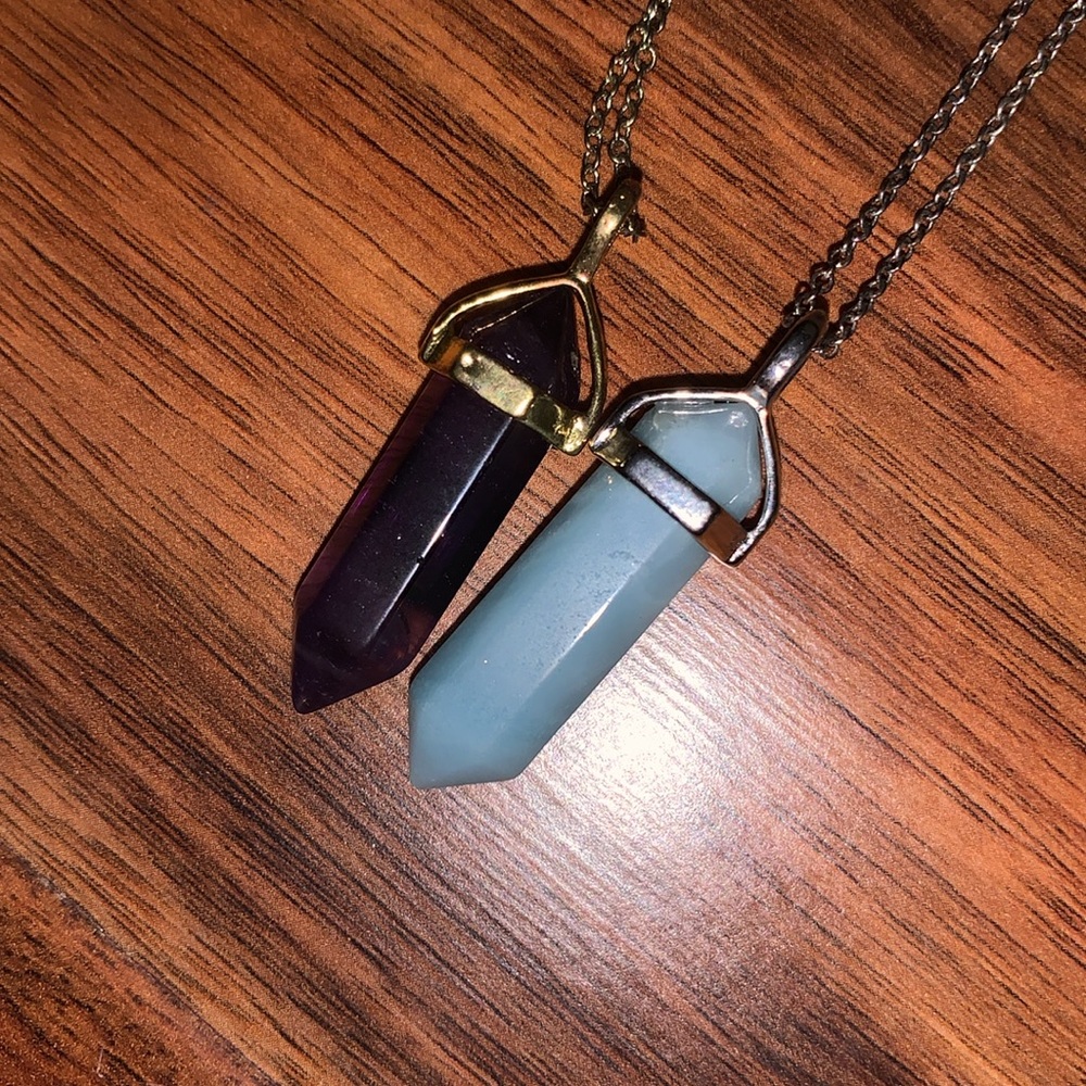 2 crystal necklaces